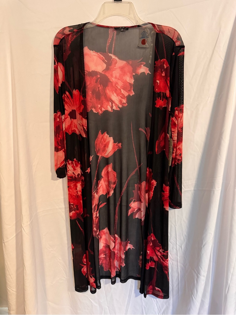 iris Sheer Black Top with Red Accents